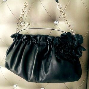 Mania Made in Italy Soft Black Leather Signature Clutch Rare.